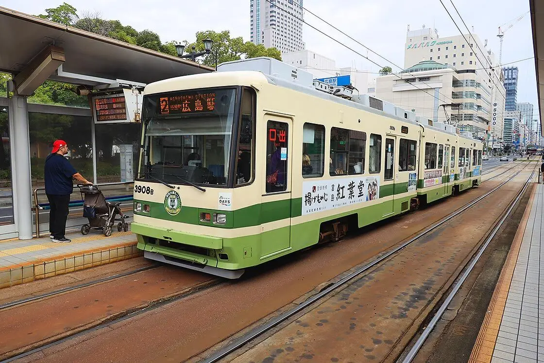 Preparing to jump on the tram