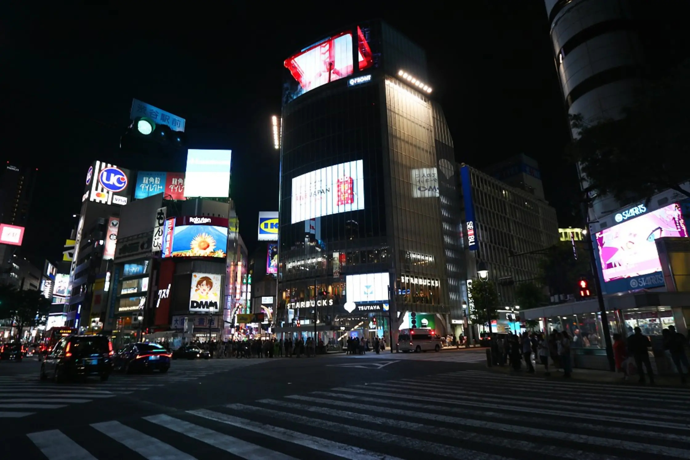 The famous Shibuya Scramble after dark