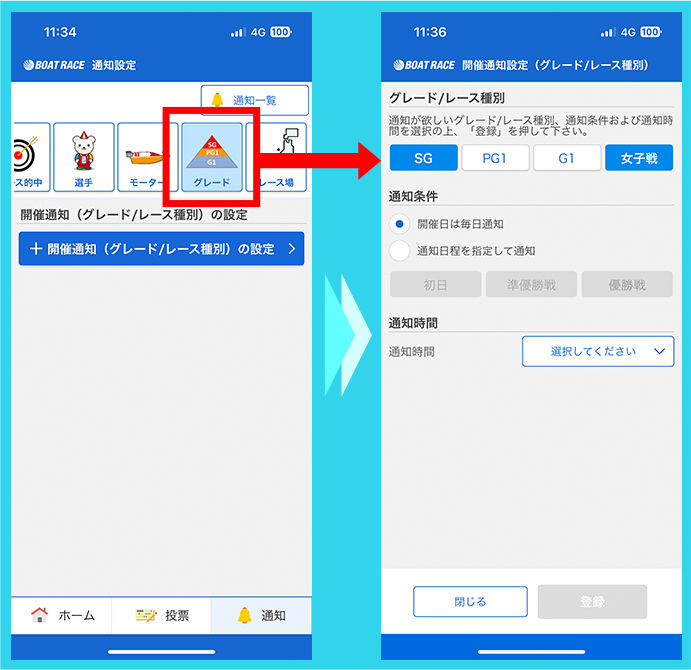 レース種別開催通知