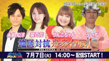 初日はりんごちゃん 菜乃花がういちと出身地区を代表しての舟券対決 G2全国ボートレース甲子園を初日から最終日までyoutubeライブで無料ネット配信 ボートレーススペシャルlive Boat Race オフィシャルウェブサイト