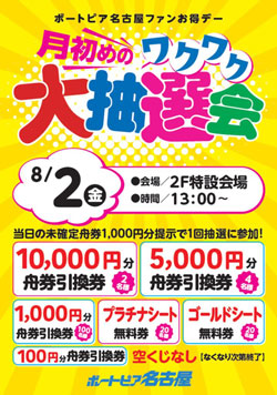 8月2日月初めのワクワク大抽選会